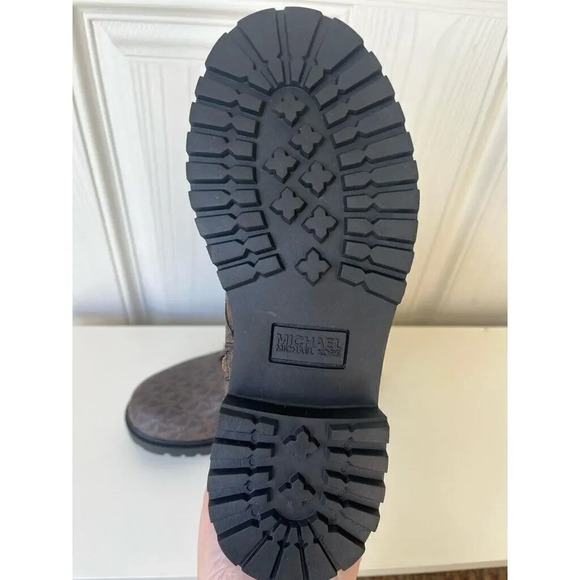 Michael Kors Footwear Alistair Leather Lace Up Monogram Print Combat Bootie Sz 6 - Picture 6 of 8